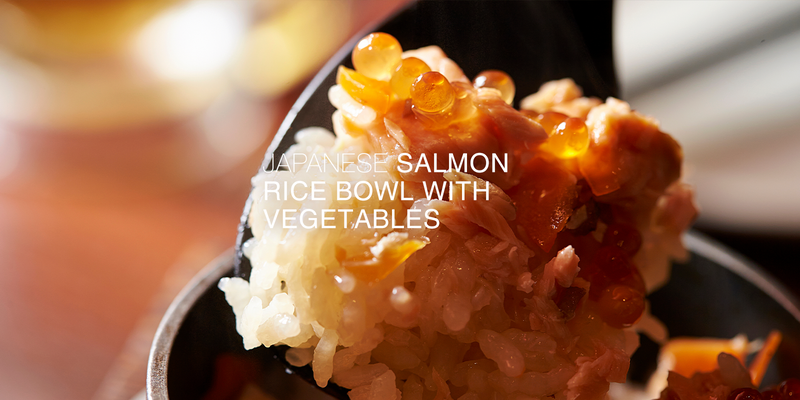 Japanese Salmon Rice Bowl with Vegetables in a Donabe