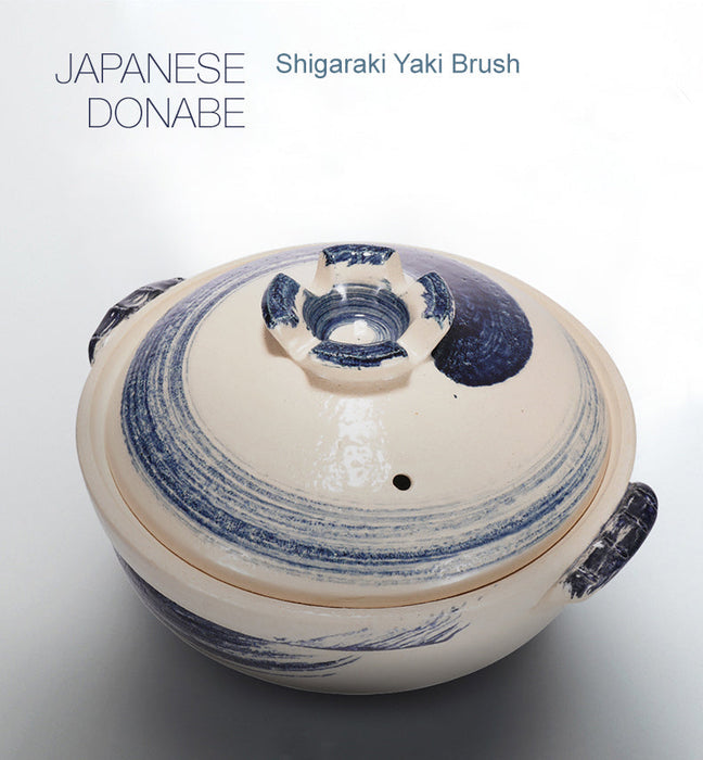 Shigaraki Yaki Brush Donabe Japanese Clay Pot 25cm (Size 8) - Made in Japan: Image from above
