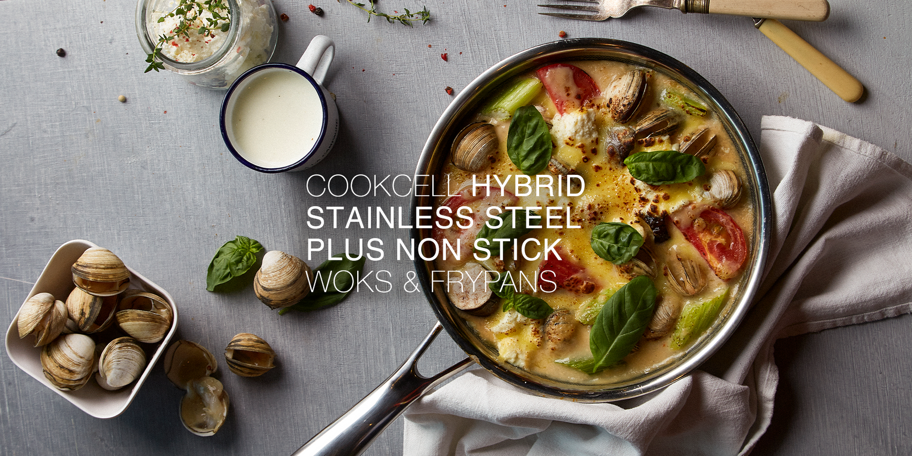 Cookcell Hybrid Stainless Steel Plus Non Stick Woks & Frypans