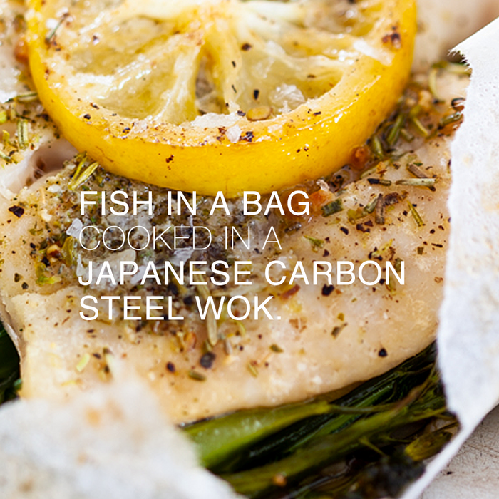 Recipe: Fish in Foil Packets with Lemon, Butter & Veggies in a Japanese Carbon Steel Wok