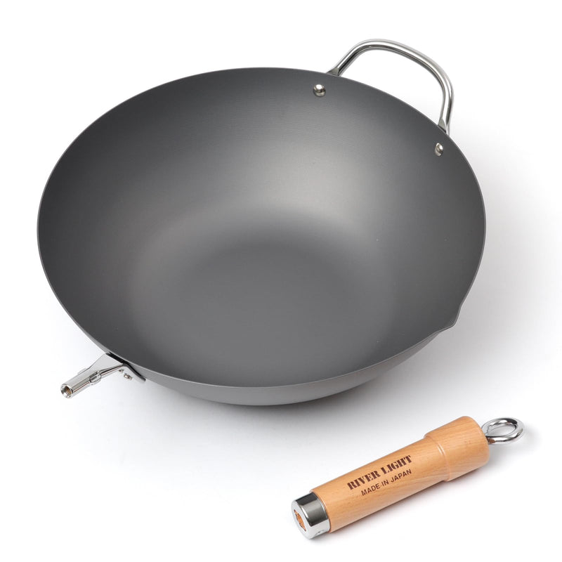 River Light Kiwame Nitrided Carbon Steel Induction Wok - 30cm (with Helper Handle)