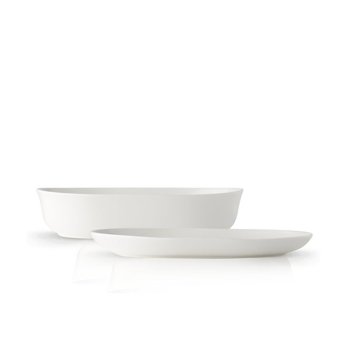 Adam Liaw Everyday Noritake Oval Serving Bowl and Platter Set (24cm & 26cm)