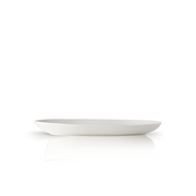 A single Adam Liaw Everyday Noritake oval serving platter in white porcelain, viewed from the side against a white background.
