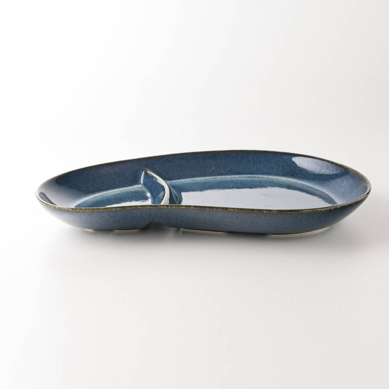 Aito Mino Yaki Nordic Series Divided Plate - 26cm - Navy Blue