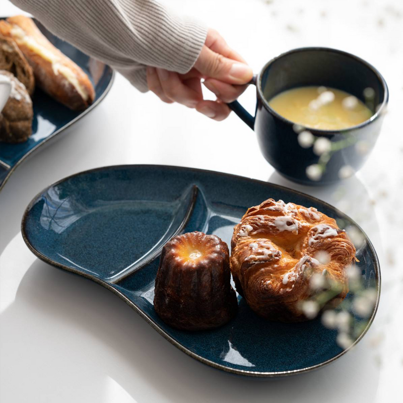 Aito Mino Yaki Nordic Series Divided Plate - 26cm - Navy Blue