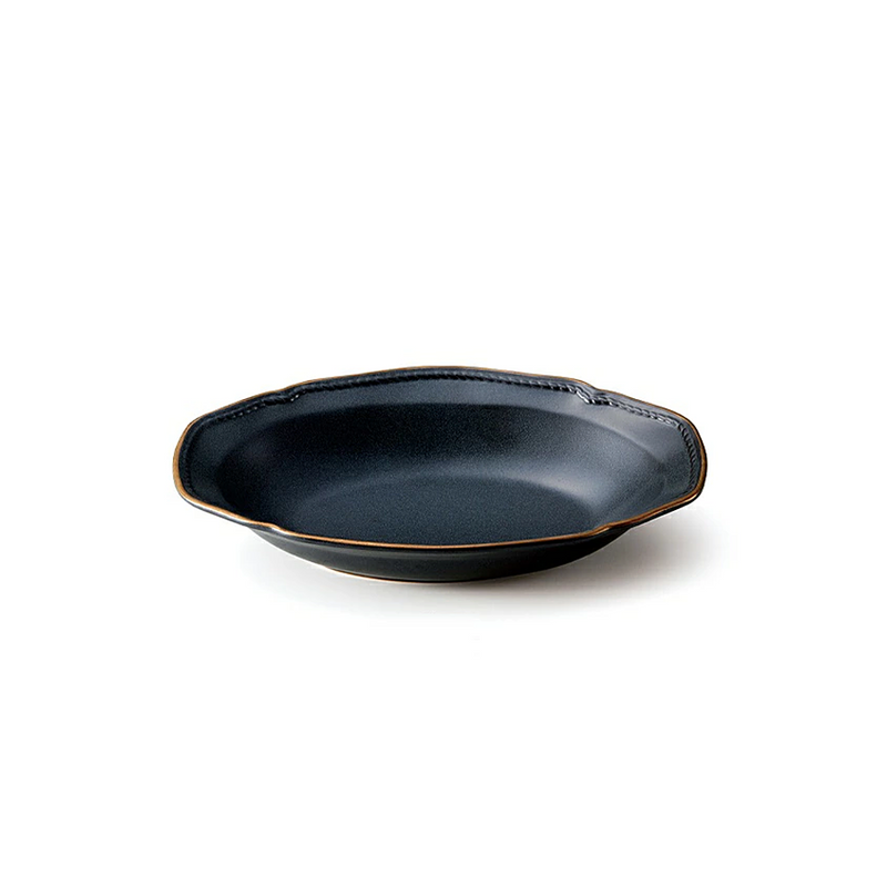 Aito Mino Yaki Stitch Series Oval Serving Bowl - 24.5cm - Black