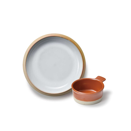 Aito Seto Yaki bisque-finished bowl and plate set showcasing traditional Japanese craftsmanship.