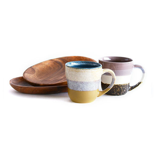Aito Mino Yaki Glaze Coffee Cup with Snack Tray Set of 2