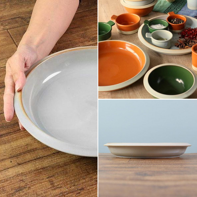 Aito Seto Yaki Bisque Plate &amp; Bowl Set - 24.5cm & 7cm - Green & Beige - 2-Piece