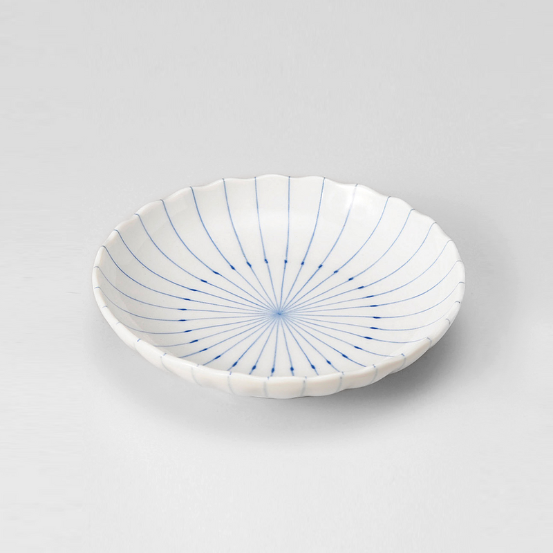 Aomugi Reed Pattern Chrysanthemum Side Plate - 16.5cm