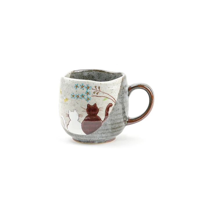 Atelier Yu Cats In Sunny Spot Kutani Handmade Mug - Made in Japan