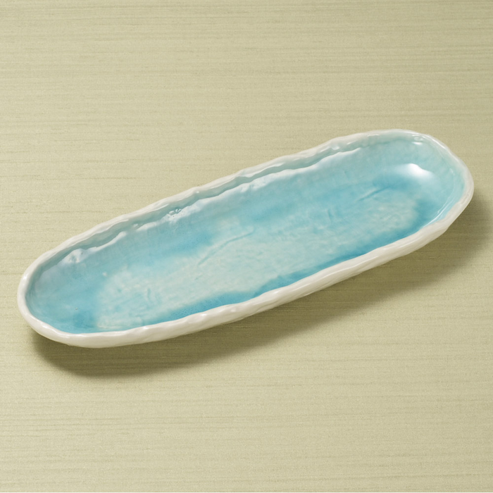 Banko Yaki  Blue Glaze Japanese Long Serving Plate (30cm) 1