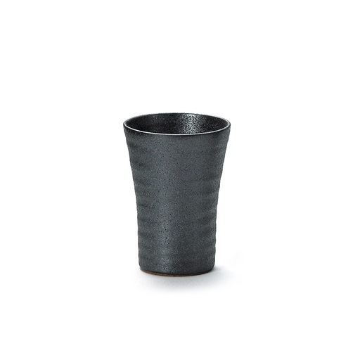 Close-up view of a textured Black Crystal Japanese Shochu Cup with a refined finish.