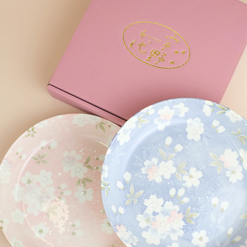 Aito Mino Yaki Uno Chiyo Blossom Plate Set - 22cm - 2-Piece