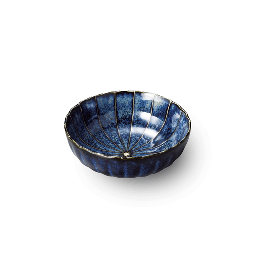 Indigo blue bowl with chrysanthemum and ten grass pattern.