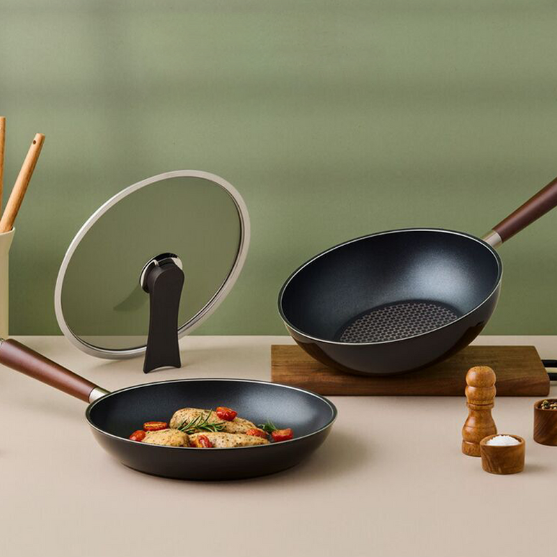 Happycall Crocodile Graphene Nonstick Induction Frypan & Wok Set - 28cm & 30cm - 3-Piece