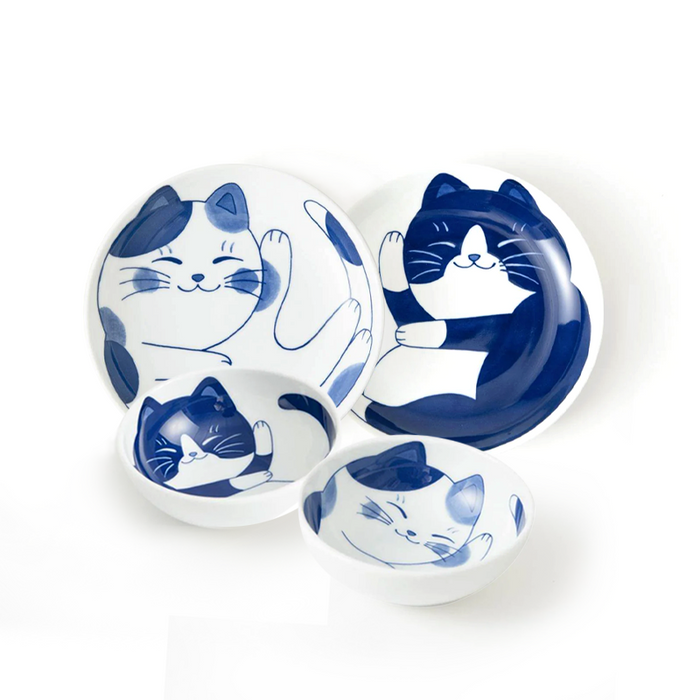 Daitoua Neko Chigura 4-Piece Dinnerware Set