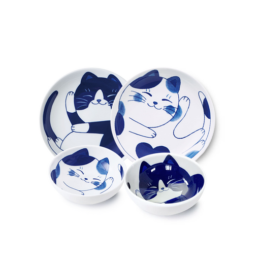 Daitoua Neko Chigura 4-Piece Dinnerware Set