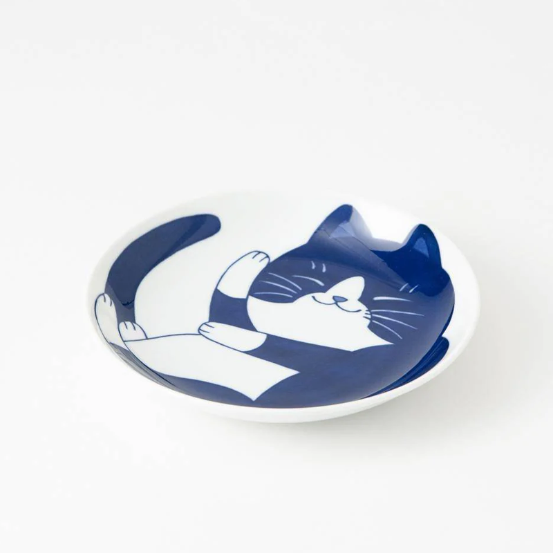 Daitoua Neko Chigura Dinner Plate Set - 20cm - Set of 2