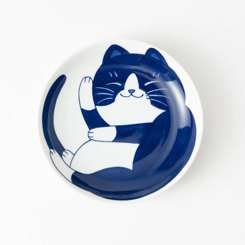 Daitoua Neko Chigura Dinner Plate Set - 20cm - Set of 2