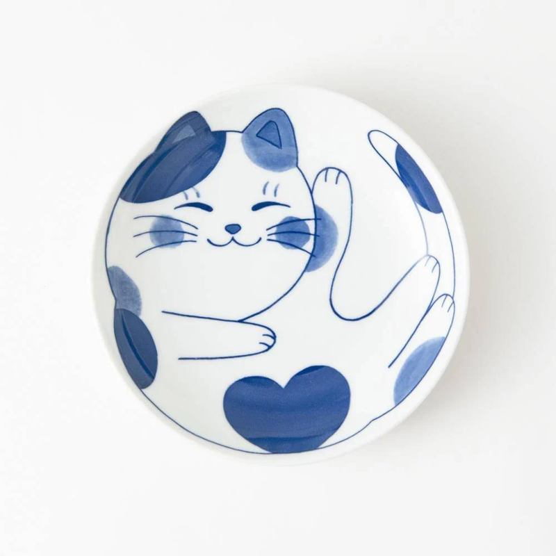 Daitoua Neko Chigura Dinner Plate Set - 20cm - Set of 2