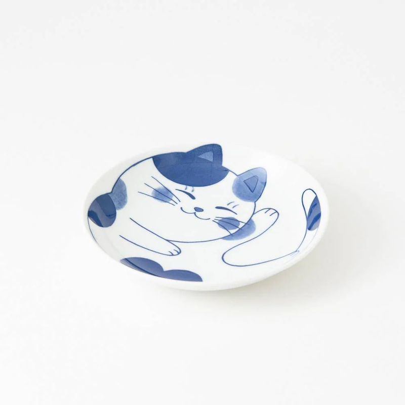 Daitoua Neko Chigura Dinner Plate Set - 20cm - Set of 2