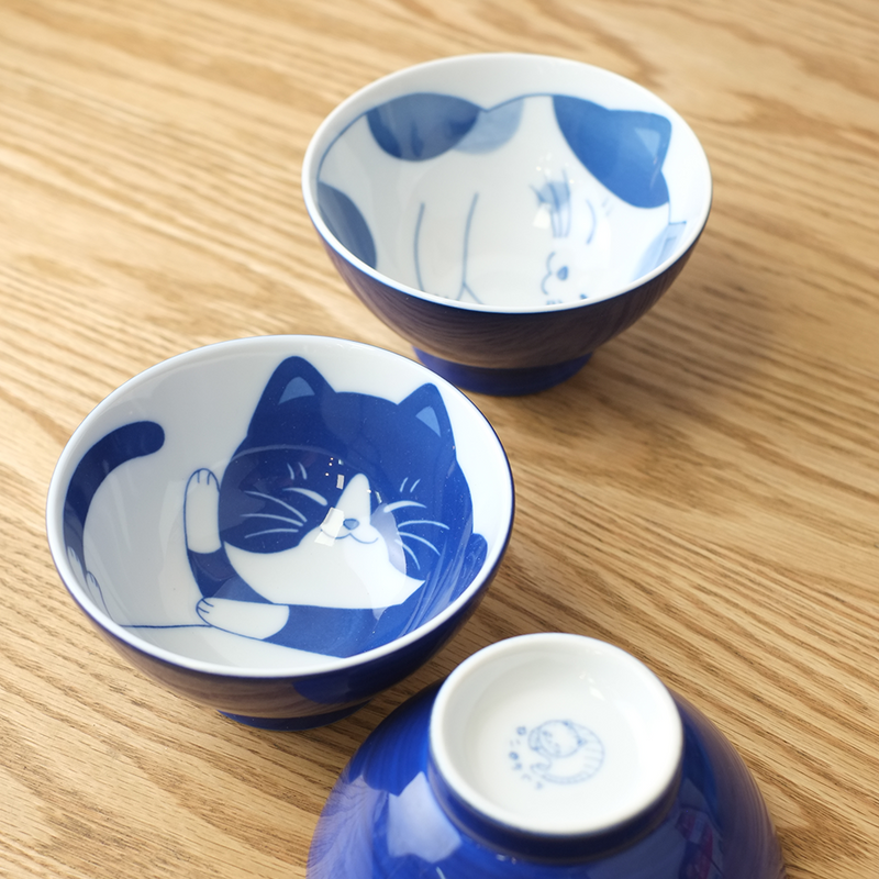 Daitoua Neko Chigura Mike Rice Bowl - 11.5cm