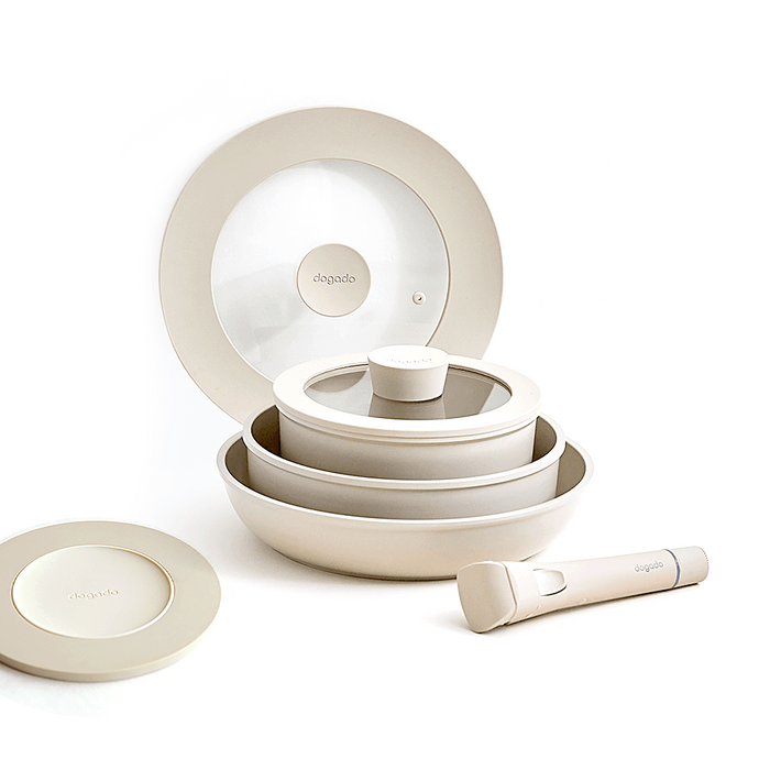 Dogado 8-Piece Ceramic Nonstick Induction Pan & Pot Set with Detachable Handle