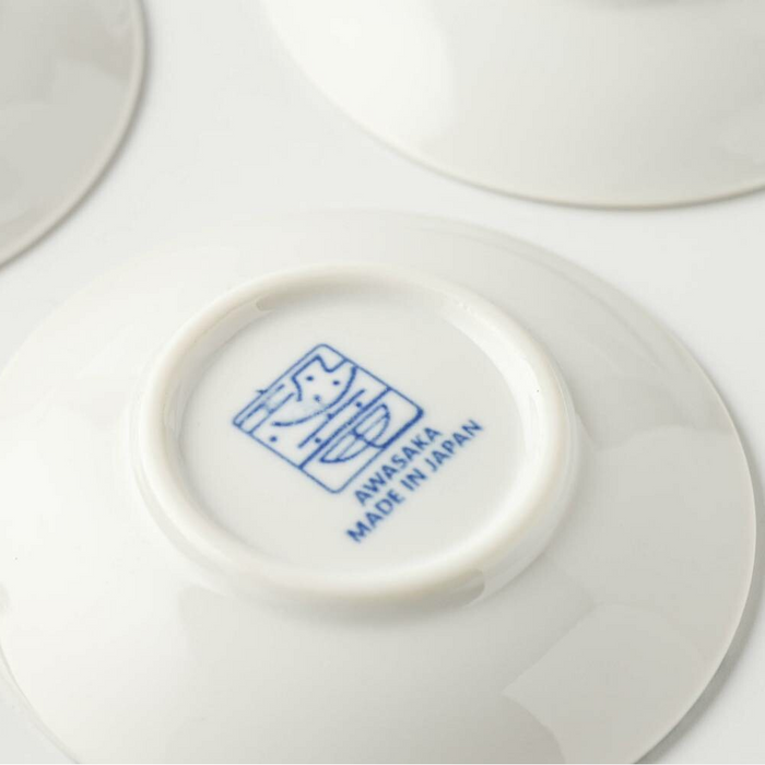 The underside of the plate featuring a blue stamp that reads "Awasaka Made in Japan," showing the authenticity and craftsmanship of the product.

