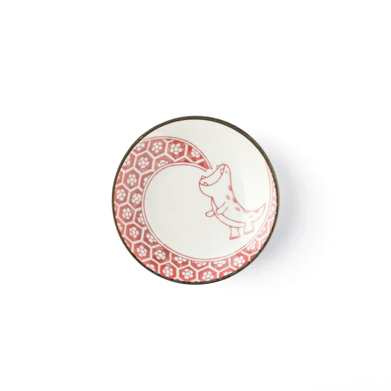 Edokko Dinosaur Flame Dragon Mini Plate - 9cm - Red