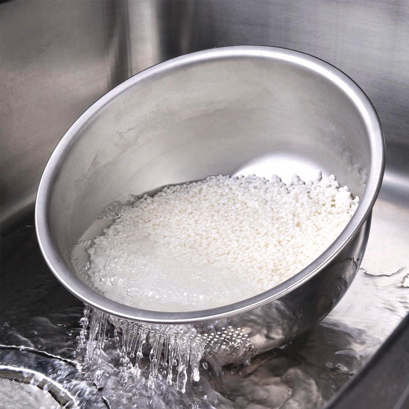Fujii Stainless Steel 3 Way Rice Washing Bowl With Perforated Strainer