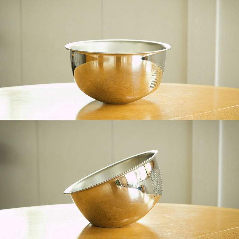 Fujii Stainless Steel 3 Way Rice Washing Bowl With Perforated Strainer