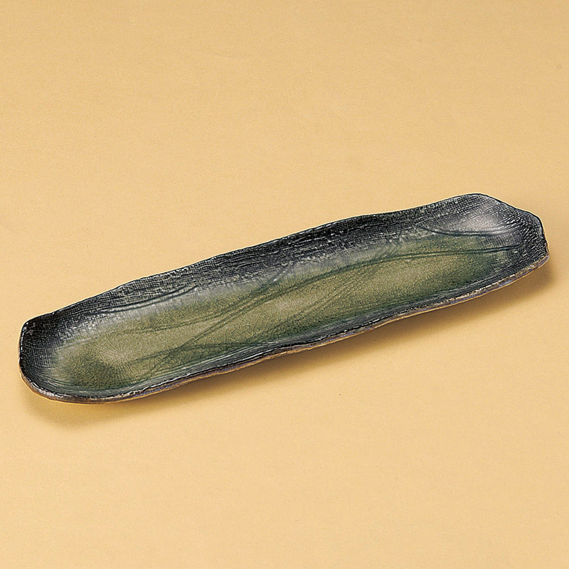 Fukui Craft Ash Glaze Japanese Long Serving Plate (33.5cm) 1