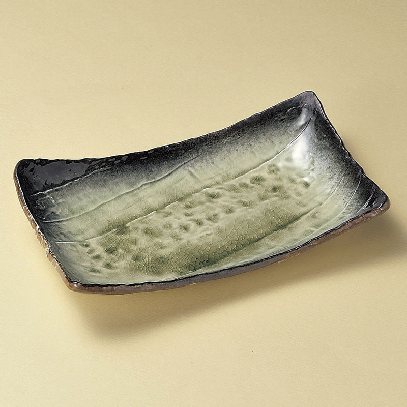 Fukui Craft Ash Glaze Rectangular Serving Plate - 26cm