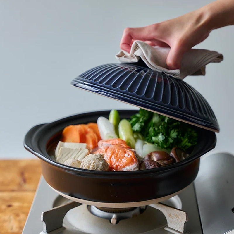 Ginpo Kikka Donabe Japanese Clay Pot - 28cm (Size 9) - Blue