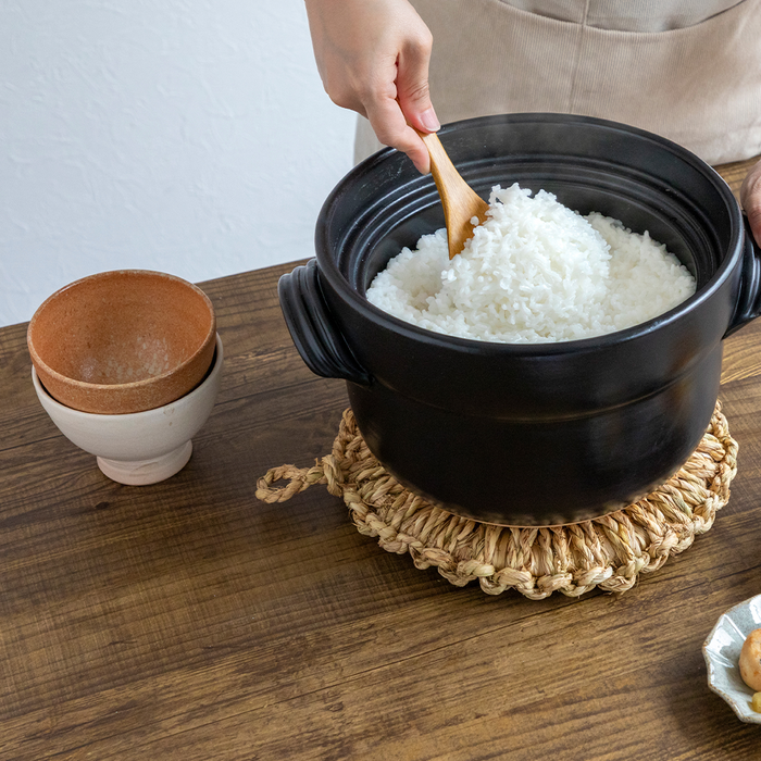 Goemon Donabe (Japanese Clay Pot) Rice Pot with Double Lids 6 Cups