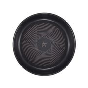 Top view of the Happycall Freehands Spica frying pan, showing the geometric pattern on the non-stick surface