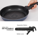 Demonstration of attaching the detachable handle to the Happycall Freehands Spica frying pan, showing the ease of use and secure fit.