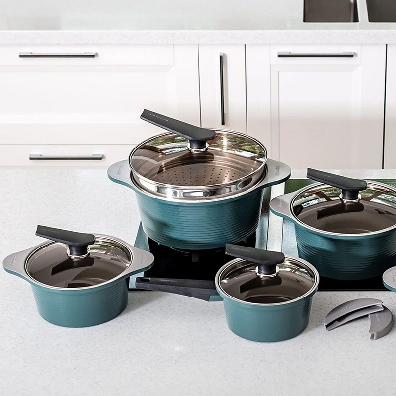 Happycall Onde 9-piece Ceramic Nonstick Induction Pot Set - Ocean Green 8