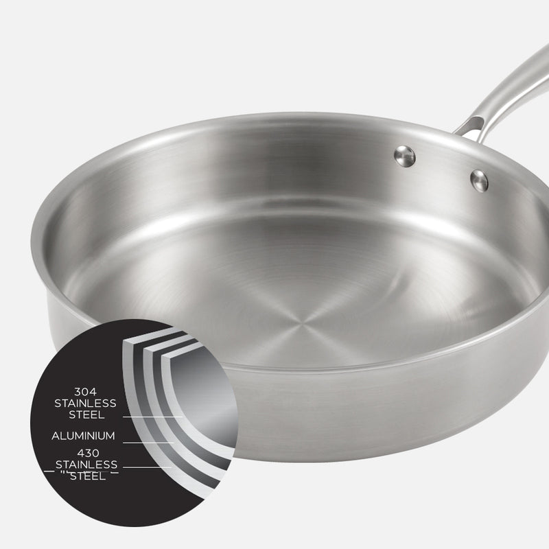 Happycall Stay 3-Ply Clad Induction Saute Pan with Lid - 28cm
