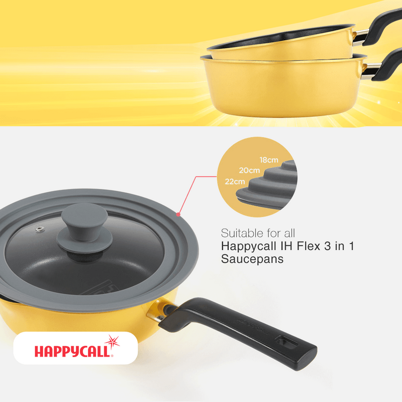 Happycall VIVA Silicone Multi Lid - 18cm, 20cm & 22cm - Grey