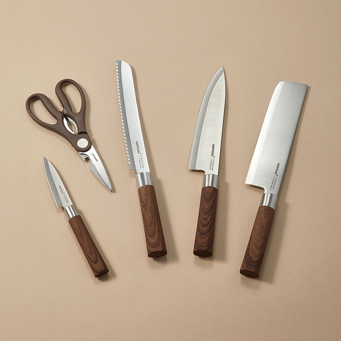 Happycall Woodique 5-Piece Scissor & Knife Set