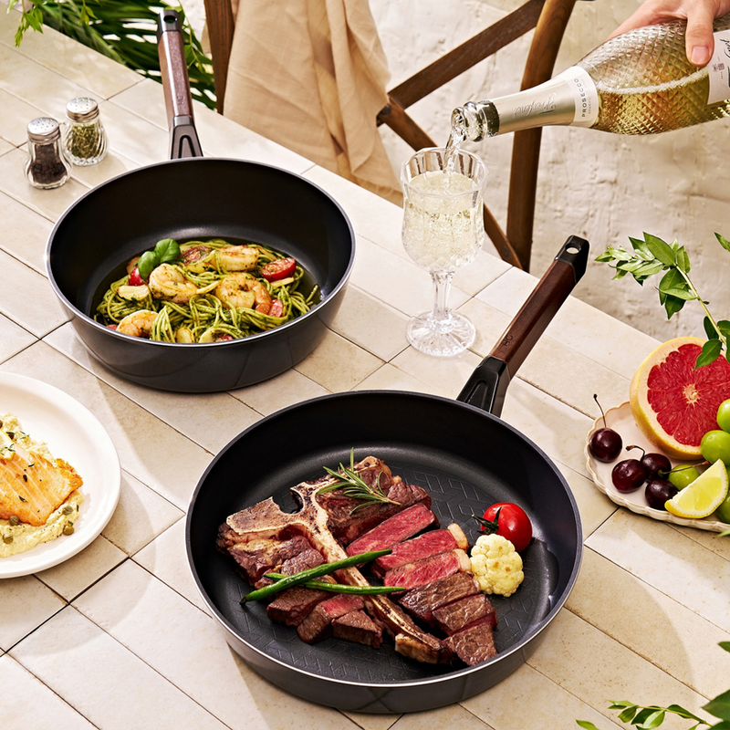 Happycall Royal Graphene Titanium Plus Nonstick Induction Wok &amp; Frypan Set - 26cm &amp; 28cm - 2-Piece