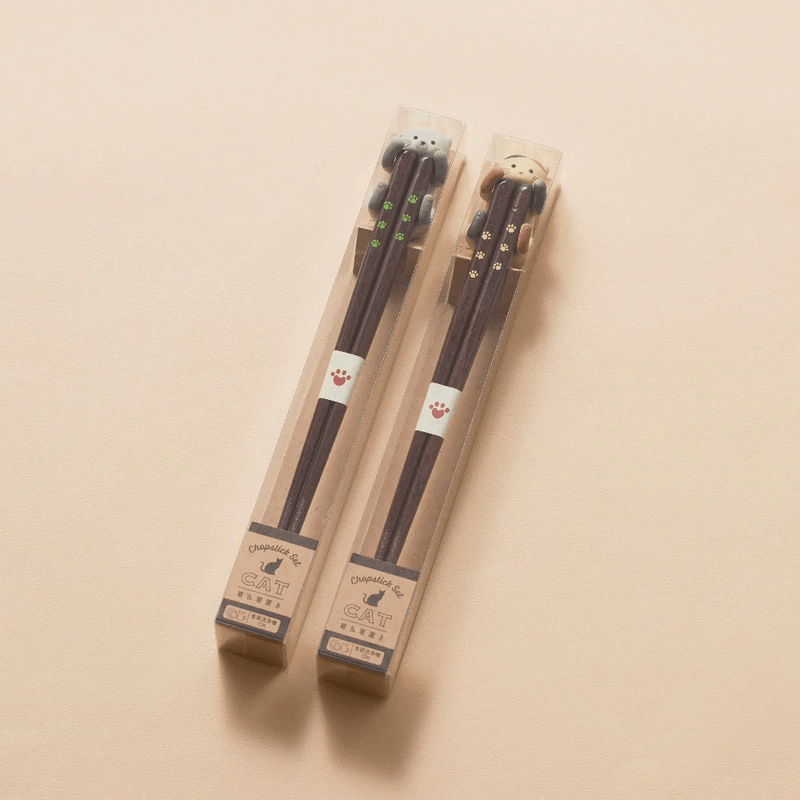 Ishida Cuddle Cat Wakasa Nuri Lacquerware Chopsticks Set