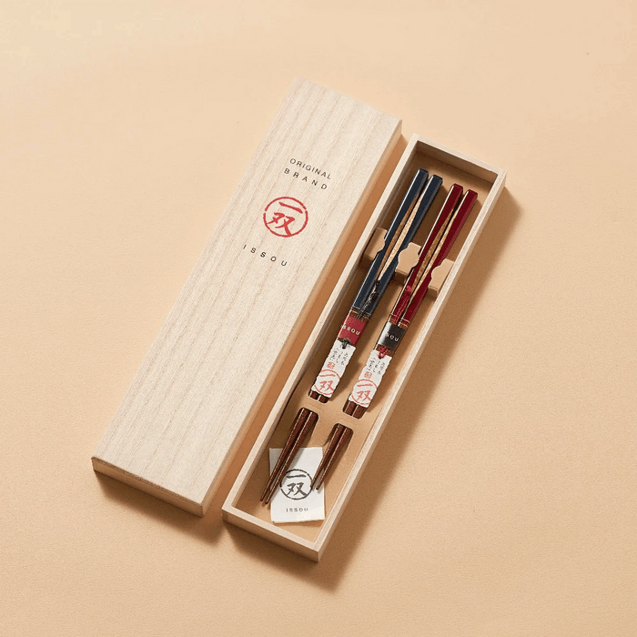 Ishida Dream Droplets Wakasa Nuri Lacquerware Chopsticks Gift Set - 21/23cm