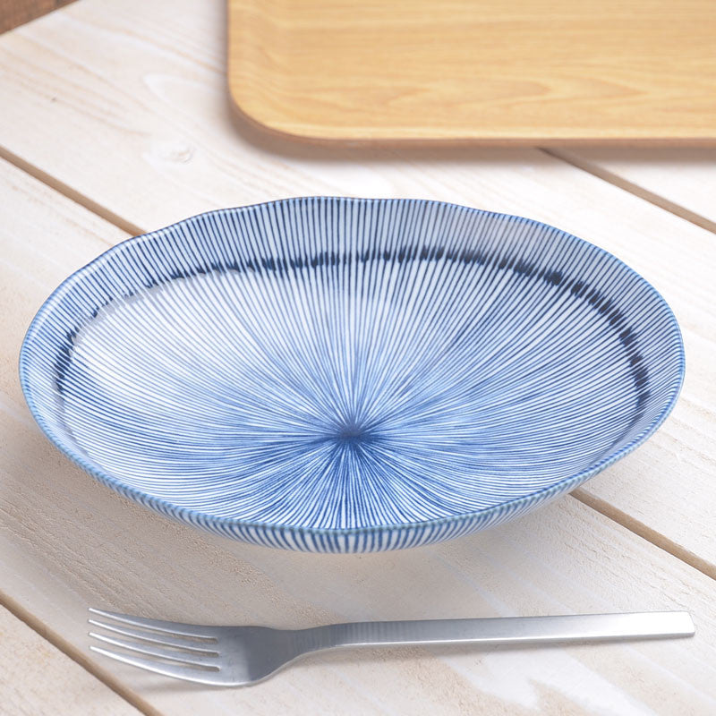 Ichikyu Mino Yaki Tokusa Oval Bowl - 22.5cm