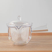Japanese Kyusu Teapot 480ml – empty clear resin teapot with domed lid, side view