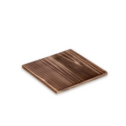 A product image of the 18cm Donabe Wooden Base, showing its simple square shape and dark wood grain finish on a white background.


