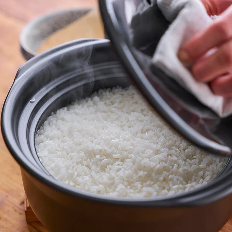Ginpo Kikka Donabe Rice Pot with Double Lids - 2 Cups - White