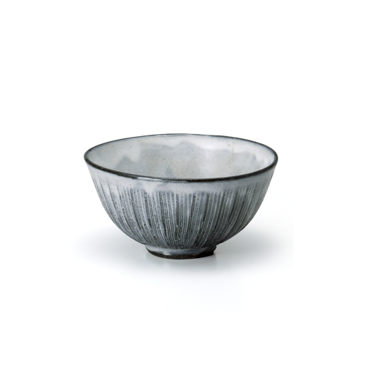 Kohiki Black Clay Japanese Crosshatch Pattern Bowl (12cm)